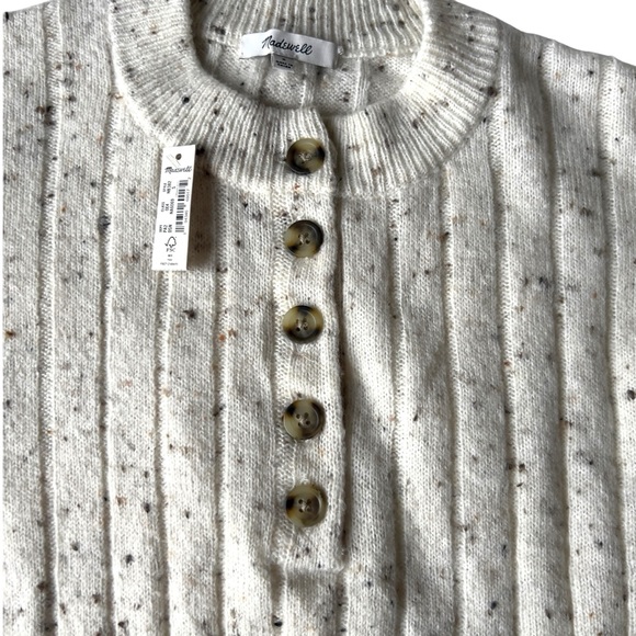 Madewell Women’s Donegal Bowden Wool Blend Cream Elevated Henley Sweater Size S - Picture 9 of 12